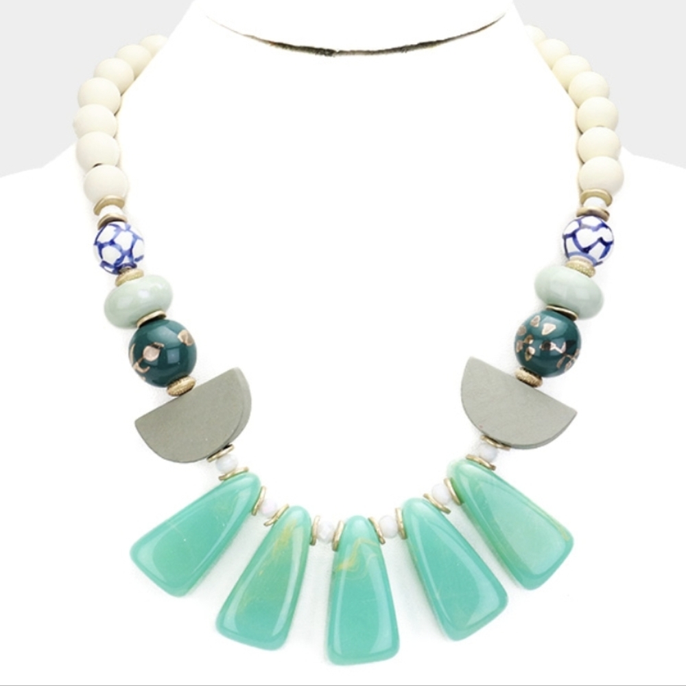Abstract Patterned Statement Necklace